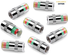 8x 35PSI Car Tire Pressure Monitor Valve Stem Caps Sensor 3 Color Alert Silver