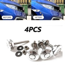 4pack Quick Release Latch Lock Clip Push Button Bonnet Kit Silver Aluminum Alloy