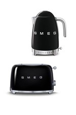 Smeg Kettle & 2-Slice 950W Toaster, Stainless Steel, Black Set - RRP£399!