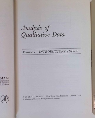 Analysis of Qualitative Data: Introductory Topics. Haberman, Shelby J.: