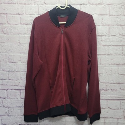 NEW Alfani Merlot Bomber Full Zip Sweatshirt Size L Pockets Athletic Preppy