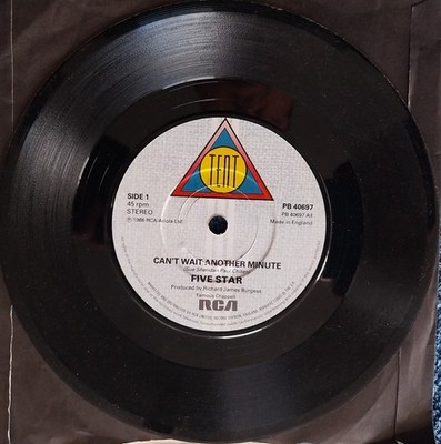 Five Star: Can't Wait Another Minute 7'' Vinyl Single 1986 Very Good + Condition