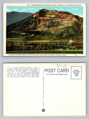 Colorado Springs, CO-Colorado, Cheyenne Mountain Highway Vintage Postcard