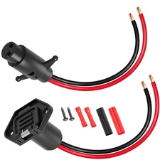 12-24 Volt 2 Wire 8 Gauge Trolling Motor Plug Socket Set Fits Boat Marine 7-1304