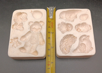 two Amaco 1997 Judi Maddigan Polymer Clay Molds Teddy Bears and Birds