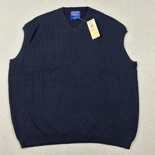 Vintage Pendleton Sweater Vest Men Extra Large Navy Cotton Knit Deadstock XL