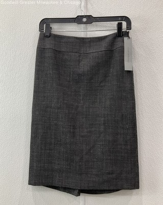 NWT Classiques Entier Womens Gray Ruffle Back Pleat Straight & Pencil Skirt Sz 0