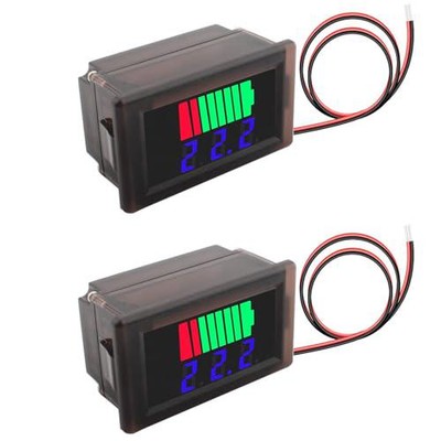 2er Pack DC 12V, 24V, 36V, 48V, 60V Batterieanzeige Spannungsmesser 2 in 1 Batterie