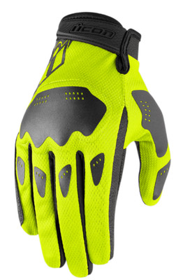 ICON HOOLIGAN MOTORCYCLE GLOVES TEXTILE MESH PADDED KNUCKLES HI-VIS MENS 3X SALE