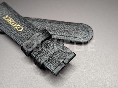 OEM Grand Seiko 18mm Matte Black Crocodile Leather Strap DEN8BW