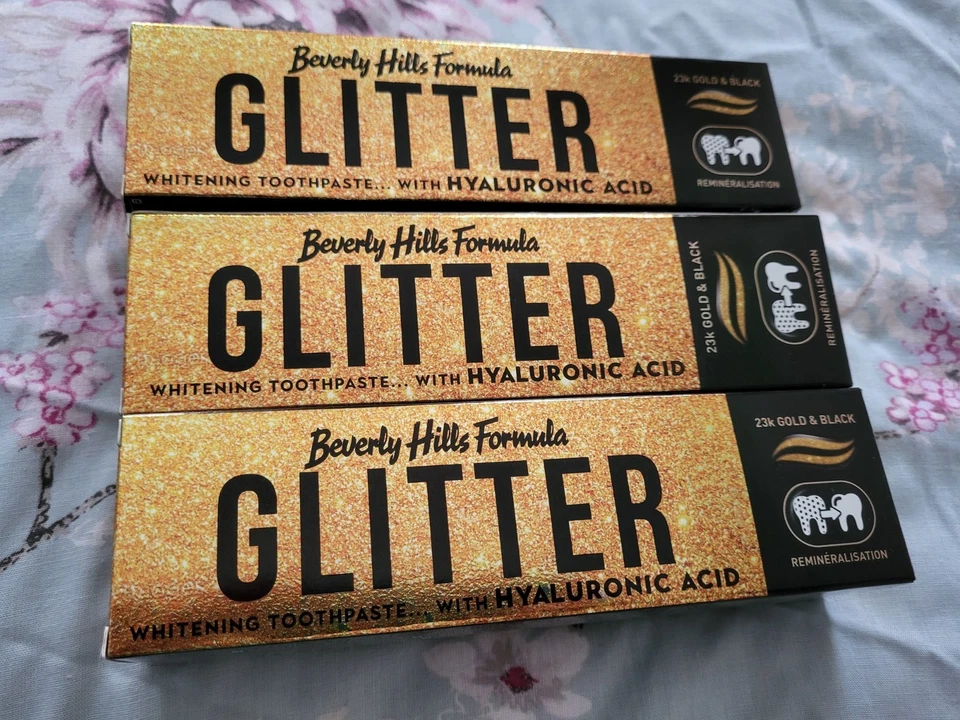 BEVERLY HILLS FORMULA 3 X 100ML NEW BEVERLY HILLS GLITTER FORMULA WHITENING TOOTHPASTE-HYALURONIC ACID