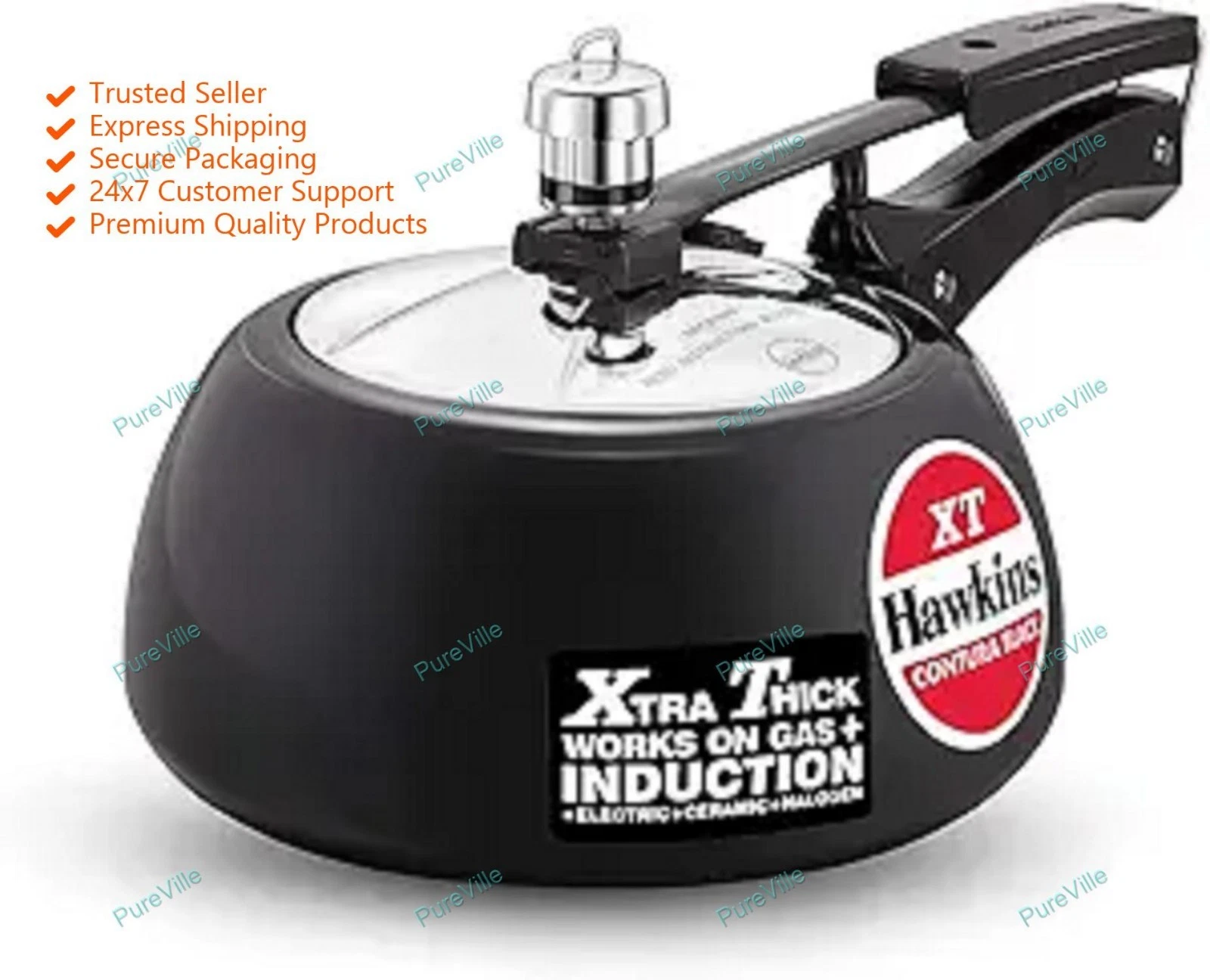 Hawkins 2 Litre Contura Black XT Pressure Cooker, Hard Anodised Inner Lid Cooker
Opens in a new wind