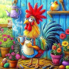 Chicken Diamond Art Kits for Adults Beginner, 5D Diamond Painting Kit, Full Dri