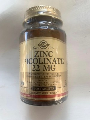 Solgar Zinc Picolinate 22 mg, 100 Veg Tablets EXP 06/2028 Sealed