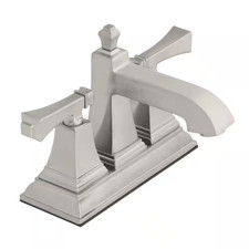 Exhibit 4 In. Centerset Double Handle Low-Arc Bathroom Faucet in Brushed Nickel