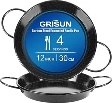 Paella Pan 12 Inches Enameled Nonstick Skillet for Authentic Spanish Dishes