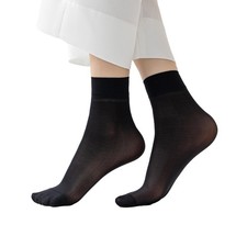 FITU Womens 30D Ankle Nylon Sheer Socks High One Size, 12 Black-30d