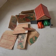 1936 Wyandotte 2 Car Garage &  Pressed Steel Wyandotte Cars Original Box Parts 