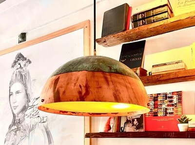 Oxidized Copper Pendant Light   Modern Dome Ceiling Lamp, Handmade Rustic Kitche