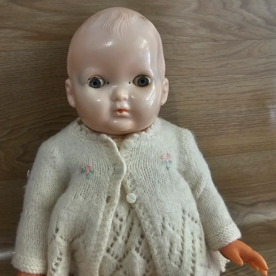 Vintage Antique Baby Doll Blinking Eyes Molded Hair Soft Body Posable - Image 3 of 4