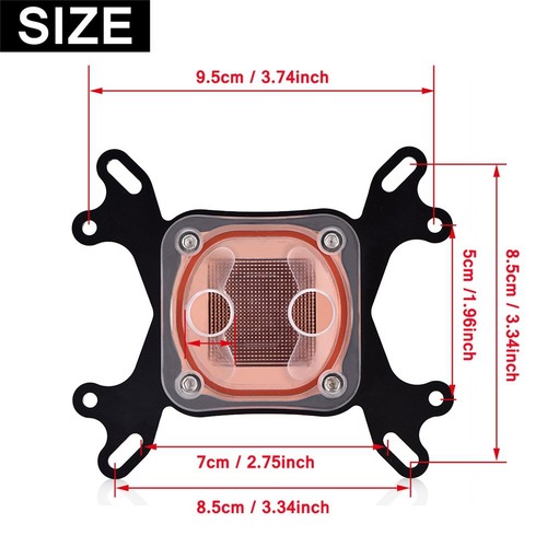 Computer PC CPU Water Cooling Block Waterblock Liquid Cooler 50mm Copper Bas Hot - Photo 5/12