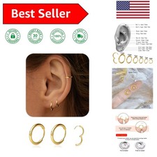 Elegant 6mm Gold Plated Huggie Hoop Earrings for Sensitive Ears - Waterproof