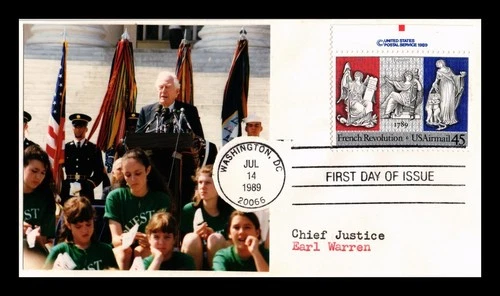 DR JIM STAMPS US COVER AMERICAN REVOLUTION AIR MAIL FDC EARL WARREN PHOTO CACHET