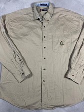 Vintage mid 90s Chaps Ralph Lauren XL Herringbone Crest Button Down Shirt