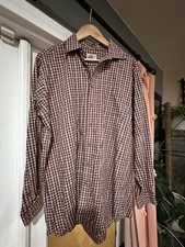 Men  s 100 Cotton LL bean dress Shirt In Large Tall. Espresso Checkered