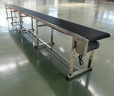 236''x11.8'' Industrial Electric Conveyor PVC Belt Double Guardrail Adjust Speed