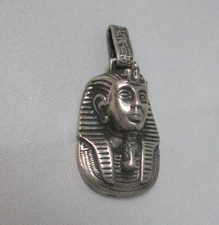 Sterling King Tut Head Bust Pendant Fine Detail