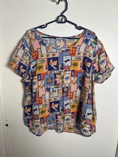 C&C California 100% Linen Tropical Patchwork Print Top – Women’s 1X