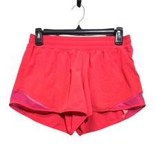 Lululemon Hotty Hot High Rise Lined Short 4" Razzle Pink Neon 6 EUC LW7AHST