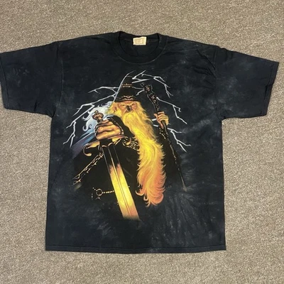 Camisa De Colección La Montaña Talla Grande Y2K Mago Fantasía Tie Dye Merlín Nueva de Lote Antiguo EE. UU. - Imagen 1 de 4