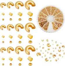 about 1591Pcs Jewelry Making Findings Kits, 12 Styles Golden Brass Crimp Beads C
