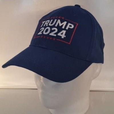 Trump 2024 Adult One Size Blue Embroidered Adjustable Baseball Cap New.