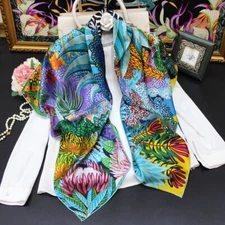 Sallys Mulberry Silk Wrap Scarf Bandana Shawl Zebra Printed Square Kerchief 43"