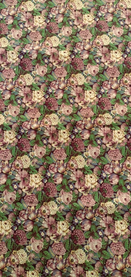 Fabri-Quilt Inc Ozark Calico Purple Mauve roses tulips lilies zinnias 1+ yd - Image 2 of 3