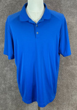 Nike Shirt Mens XL Blue Dri Fit Tour Performance Short Sleeve Collared Golf Polo