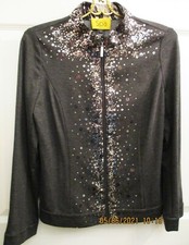 St. John Spa Embellished Slate Jersey Jacket Sz P