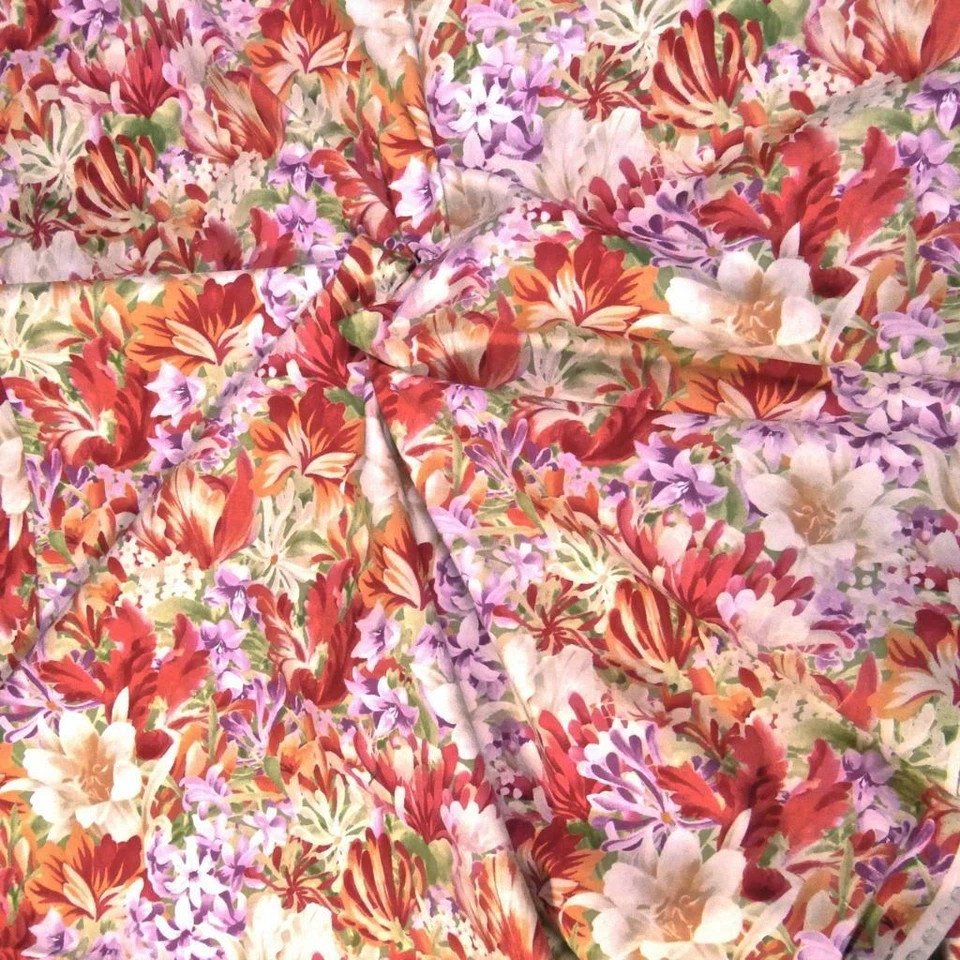 Packed Floral, Tangerine Orange, Red, Ivory, Lavender, An SSI Cotton BTHY or BTY - Image 3 of 4