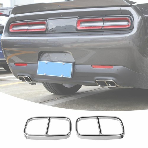 2x Tail Tailpipe Throat Exhaust Pipes Decor Cover Trim for Dodge Challenger 15+ - 第 3/9 張圖片
