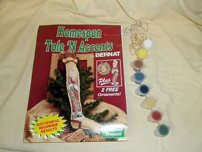 Vtg 1995 Christmas HOMESPUN Tole N Accents Bernat SANTA Long & Tall Stocking Kit