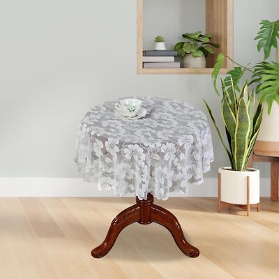 Runde weiße Spitzen Tischdecke Vintage rustikal für Esszimmer Landhaus Hochzeit