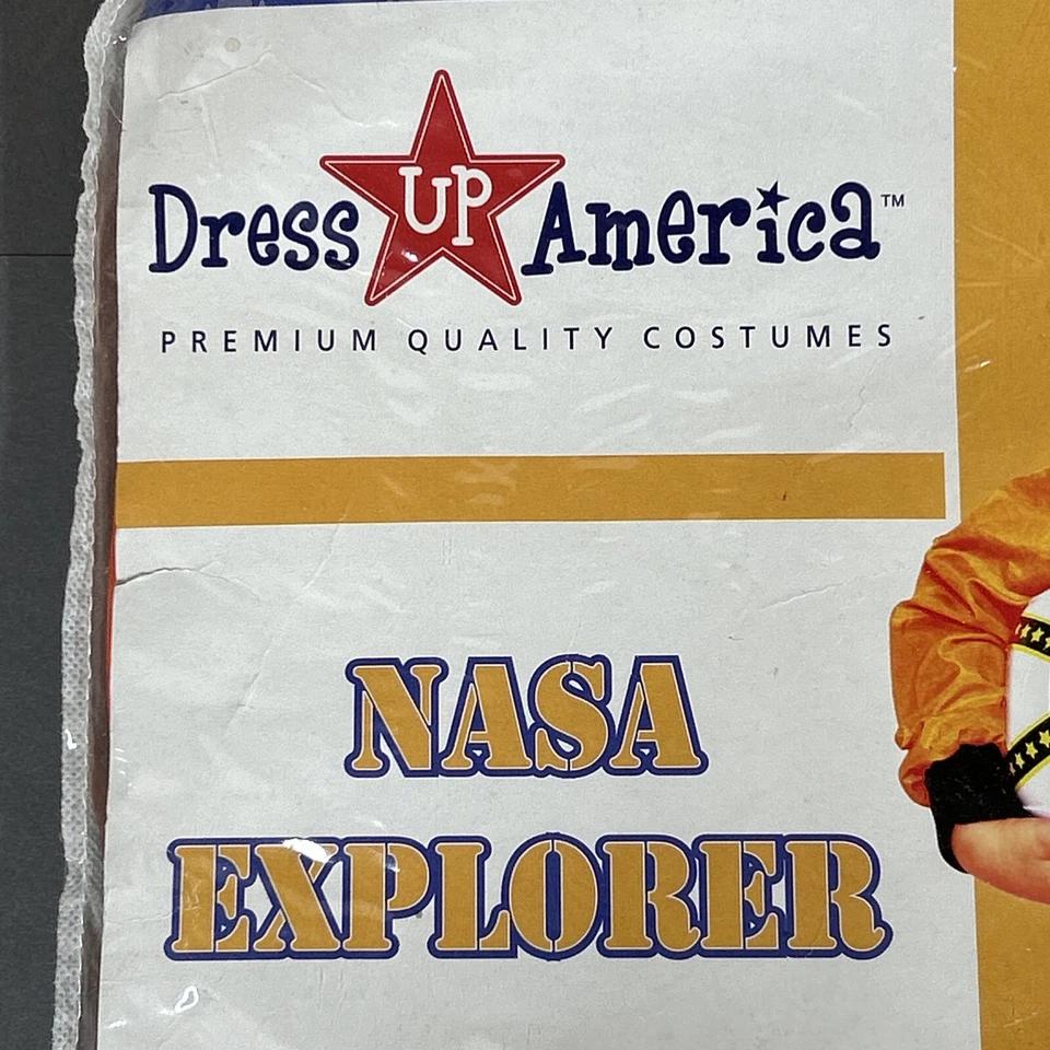 Fantasia de astronauta infantil tamanho M 8-10 com zíper (NOVO) laranja e branco - Imagem 4 de 4