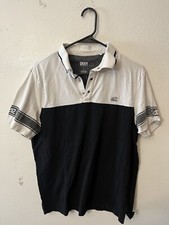 DKNY Men's White Short Sleeve Allover Type Solid Logo Polo Shirt Size L