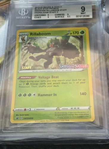 Rillaboom Staff BGS 9 Mint 2020 Pokemon SWSH006 Prerelease Black Star Promo