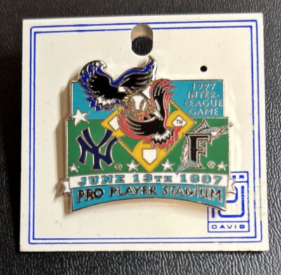 MLB 1997 INTERLEAGUE New York Yankees vs Florida Marlins Peter David Pin NEW