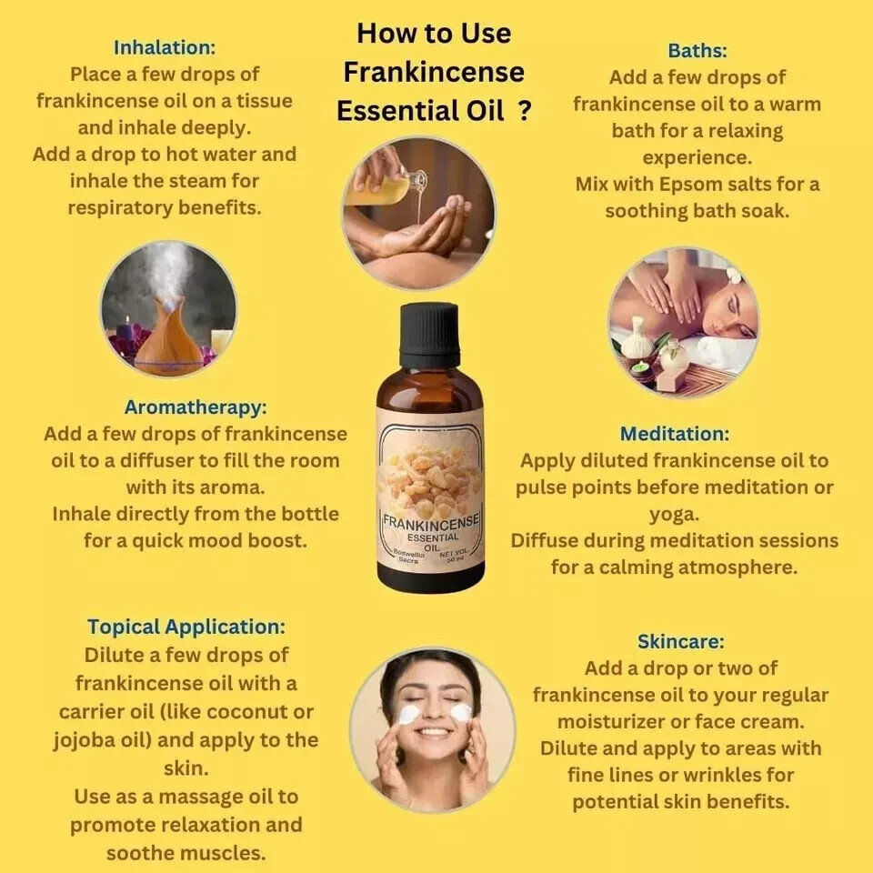 Premium Edible Frankincense Essential Oil - 50ml Pure & Food Grade A+.