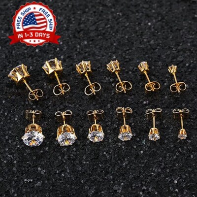 Aretes 18K Gold Joyeria Fina Prendas de Moda De Oro Mujer Flower Stud Pendientes